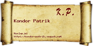 Kondor Patrik névjegykártya
